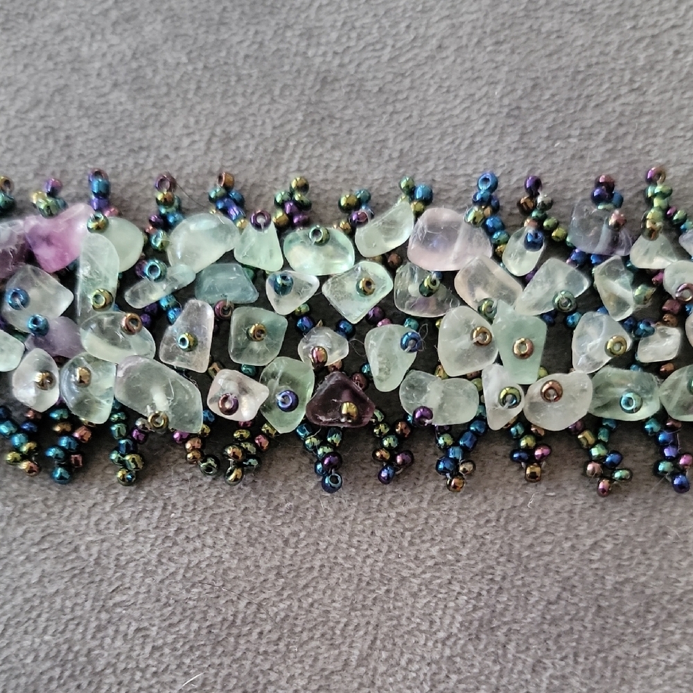 Flourite Gemstone & Multicolor Beaded Bracelet